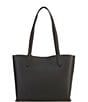Color:Black/Brass - Image 2 - Willow Pebble Leather Solid Tote Bag