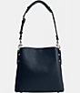 COACH Willow Pebble Silver Metal Leather Bucket Hobo Bag, Color:Dark Navy - Image 2