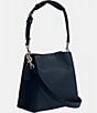 COACH Willow Pebble Silver Metal Leather Bucket Hobo Bag, Color:Dark Navy - Image 4