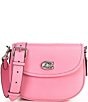 Color:Vivid Pink - Image 1 - Willow Pebbled Leather Saddle Shoulder Bag