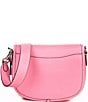 Color:Vivid Pink - Image 2 - Willow Pebbled Leather Saddle Shoulder Bag