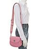 Color:Vivid Pink - Image 4 - Willow Pebbled Leather Saddle Shoulder Bag