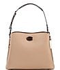 Color:Taupe Multi/Pewter - Image 1 - Willow Taupe Leather Turnlock Black Hardware Color Blocked Shoulder Bag