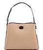 COACH Willow Taupe Leather Turnlock Black Hardware Color Blocked Shoulder Bag, Color:Taupe Multi/Pewter - Image 1