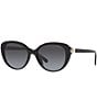 Color:Black - Image 1 - Women's 56mm Black Cat Eye Sunglasses