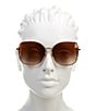 Color:Shiny Light Gold - Image 4 - Women's 7133 57mm Square Sunglasses