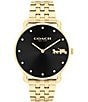 Color:Black - Image 1 - Women's Black Dial Elliot Quartz Analog Gold Tone Stainless Steel Bracelet Watch