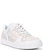 Color:Optic White - Image 1 - Women's C201 Low-Top Signature Jacquard and Leather Retro Sneakers