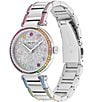 Color:Silver - Image 2 - Women's Cary Quartz Analog Crystal Rainbow Pave Stainless Steel Bracelet Watch