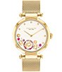 Color:Gold - Image 1 - Women's Cary Quartz Analog Gold Mesh Bracelet Watch