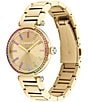 Color:Gold - Image 2 - Women's Cary Quartz Analog Rainbow Crystal Pave Gold Tone Stainless Steel Bracelet Watch