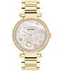 Color:Gold - Image 1 - Women's Crystal Cary Quartz Analog Gold Tone 34mm Stainless Steel Bracelet Watch
