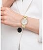 Color:Gold - Image 4 - Women's Crystal Cary Quartz Analog Gold Tone 34mm Stainless Steel Bracelet Watch