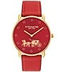 COACH Women's Elliot Quartz Analog Leather Strap Watch, Color:Red - Image 1