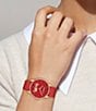 COACH Women's Elliot Quartz Analog Leather Strap Watch, Color:Red - Image 4