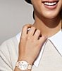Color:Rose Gold - Image 4 - Women's Heart and Crystal Embellished Elliot Quartz Analog Rose Gold Stainless Steel Bracelet Watch