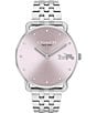 Color:Silver - Image 1 - Women's Pink Dial 36mm Elliot Quartz Analog Stainless Steel Bracelet Watch