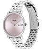 Color:Silver - Image 2 - Women's Pink Dial 36mm Elliot Quartz Analog Stainless Steel Bracelet Watch