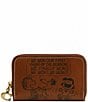 COACH x Peanuts Small Zip Around Card Case with Newspaper Print, Color:Hazelnut - Image 1