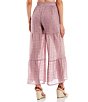 Color:Faded Berry - Image 2 - Coordinating Shadow Plaid Gauze Tiered Wide Leg Pants