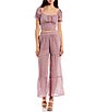 Color:Faded Berry - Image 3 - Coordinating Shadow Plaid Gauze Tiered Wide Leg Pants