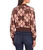 Color:Chocolate Brown - Image 2 - Crew Neck Plaid Print Pullover Sweater