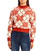 Color:Copper Spice - Image 1 - Crew Neck Plaid Print Pullover Sweater