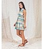 Color:Shady Pine Plaid - Image 5 - Collared Button Front Plaid Dress