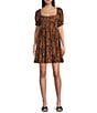 Coco + Jaimeson Short Puff Sleeve Skin Dress, Color:Hazel - Image 1