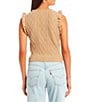 Color:Champagne - Image 2 - Sleeveless Scoop Neck Cable Knit Sweater Vest