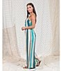Color:Shady Pine - Image 5 - Sleeveless Square Neck Striped Tie Waist Jumpsuit
