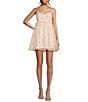 Color:Peach Whip - Image 1 - Sweetheart Printed Organza Puff Dress