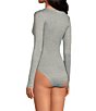 Color:Heather Mineral - Image 3 - V-Neck Hacci Knit Wrap Bodysuit