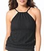 Coco Contour Plisse Textured Crochet High Neck Tankini & Solid Onyx High Waist Pull-On Swim Bottom - Image 3