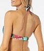 Color:Multi - Image 2 - Cameo Tropical Leaf Print Bra Size Underwire Halter Bikini Swim Top