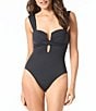 Coco Contours Harmonia Wrap Front Draped Plunge Neck One Piece - Image 1