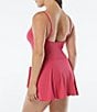 Color:Dragon Fruit - Image 2 - Solid Empress Bra Size Scoop Neck Sarong Shaping One Piece Swimsuit