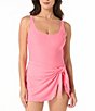 Coco Contours Solid Scoop Neck Sarong One Piece Swimdress - Image 3