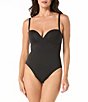 Coco Contours Solid Uplift Underwire Bra Size Sweetheart Neck One Piece Swimsuit - Image 1