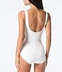 Color:White - Image 2 - Solitaire Solid Ultra Matte Jersey V-Neck Underwire Bra Sized Shaping One Piece Swimsuit