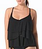 Coco Reef Classic Solid Lotus Ruffle Underwire Bra Size Tankini Swim Top & Solids High Waisted Rollover Bikini Swim Bottom - Image 3