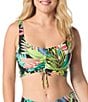 Coco Reef Cosmic Jungle Elevate Shirred Front Bra Swim Top, Color:Black Multi - Image 1