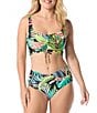Coco Reef Cosmic Jungle Elevate Shirred Front Bra Swim Top, Color:Black Multi - Image 3