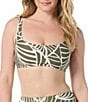 Coco Reef Palm Leaf Scoop Neck Bra Cup Size Underwire Bralette Swim Top, Color:Palm - Image 1
