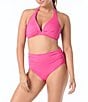 Coco Reef Solid Assure Halter Bra Size Underwire Tankini Swim Top & Solids High Waisted Rollover Bikini Swim Bottom - Image 1