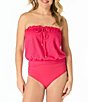 Coco Reef Summer Trellis Ruffle Underwire Bra Size Strapless Blouson Tankini Swim Top & High Waisted Rollover Biki Swim Bottom - Image 1