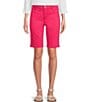 Color:Raspberry Sorbet - Image 1 - Chelsea 5 Pocket Mid Rise Bermuda Shorts