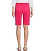 Color:Raspberry Sorbet - Image 2 - Chelsea 5 Pocket Mid Rise Bermuda Shorts
