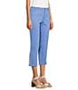 Color:Provence - Image 4 - Chelsea Denim High Rise Slim Fit Button Hem Capri Jeans