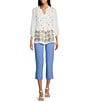 Color:Provence - Image 5 - Chelsea Denim High Rise Slim Fit Button Hem Capri Jeans